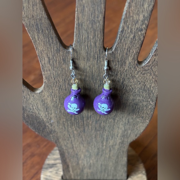 Jewelry - Purple Poison Bottle Dangle Earrings | Crystal Goth Y2K | 2 IN